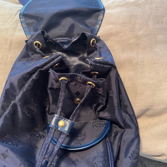 Vintage MCM Black Nylon Canvas Silky Jacquard Monogram Visetos Mini Backpack - Picture 3 of 7